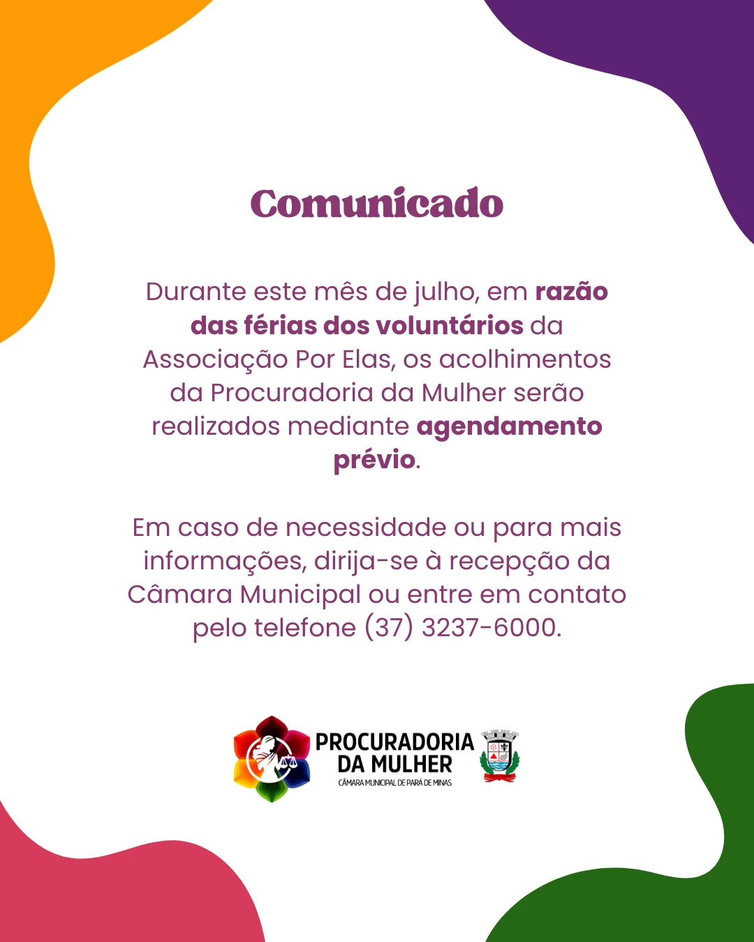 Comunicado Agendamento